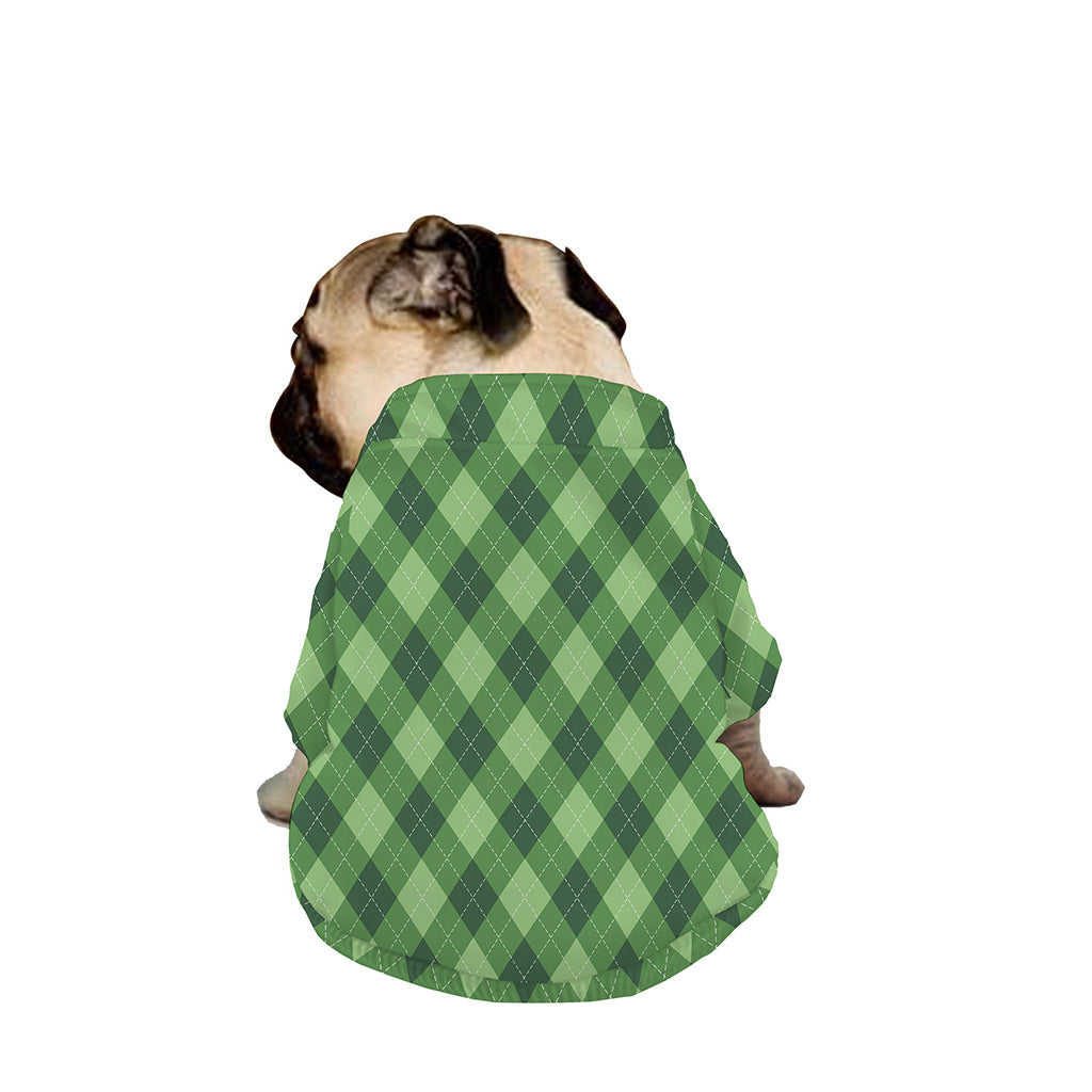 Forest Green Argyle Pattern Print Dog Zip Up Jacket