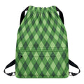 Forest Green Argyle Pattern Print Drawstring Backpack