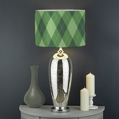 Forest Green Argyle Pattern Print Drum Lamp Shade