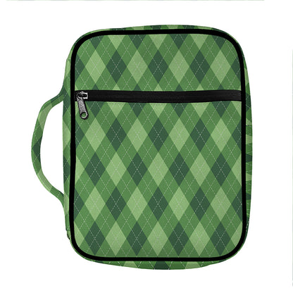 Forest Green Argyle Pattern Print Front Pocket Bible Bag