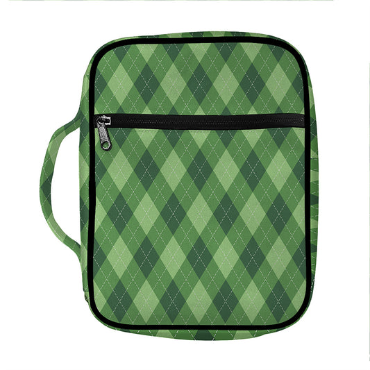 Forest Green Argyle Pattern Print Front Pocket Bible Bag
