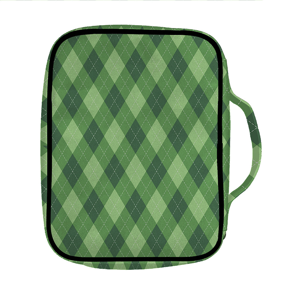 Forest Green Argyle Pattern Print Front Pocket Bible Bag