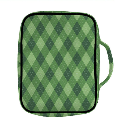 Forest Green Argyle Pattern Print Front Pocket Bible Bag