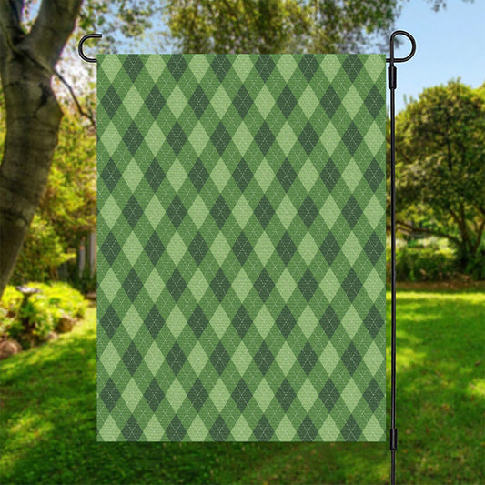 Forest Green Argyle Pattern Print Garden Flag