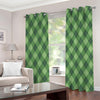 Forest Green Argyle Pattern Print Grommet Curtains