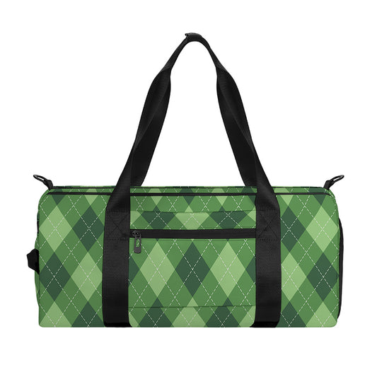 Forest Green Argyle Pattern Print Gym Bag