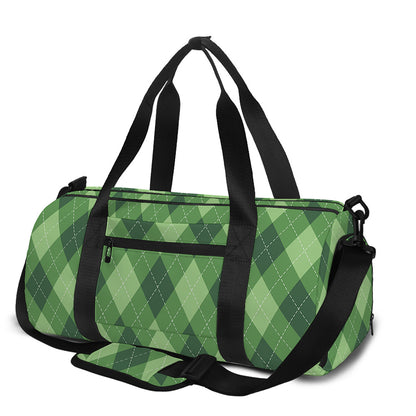 Forest Green Argyle Pattern Print Gym Bag