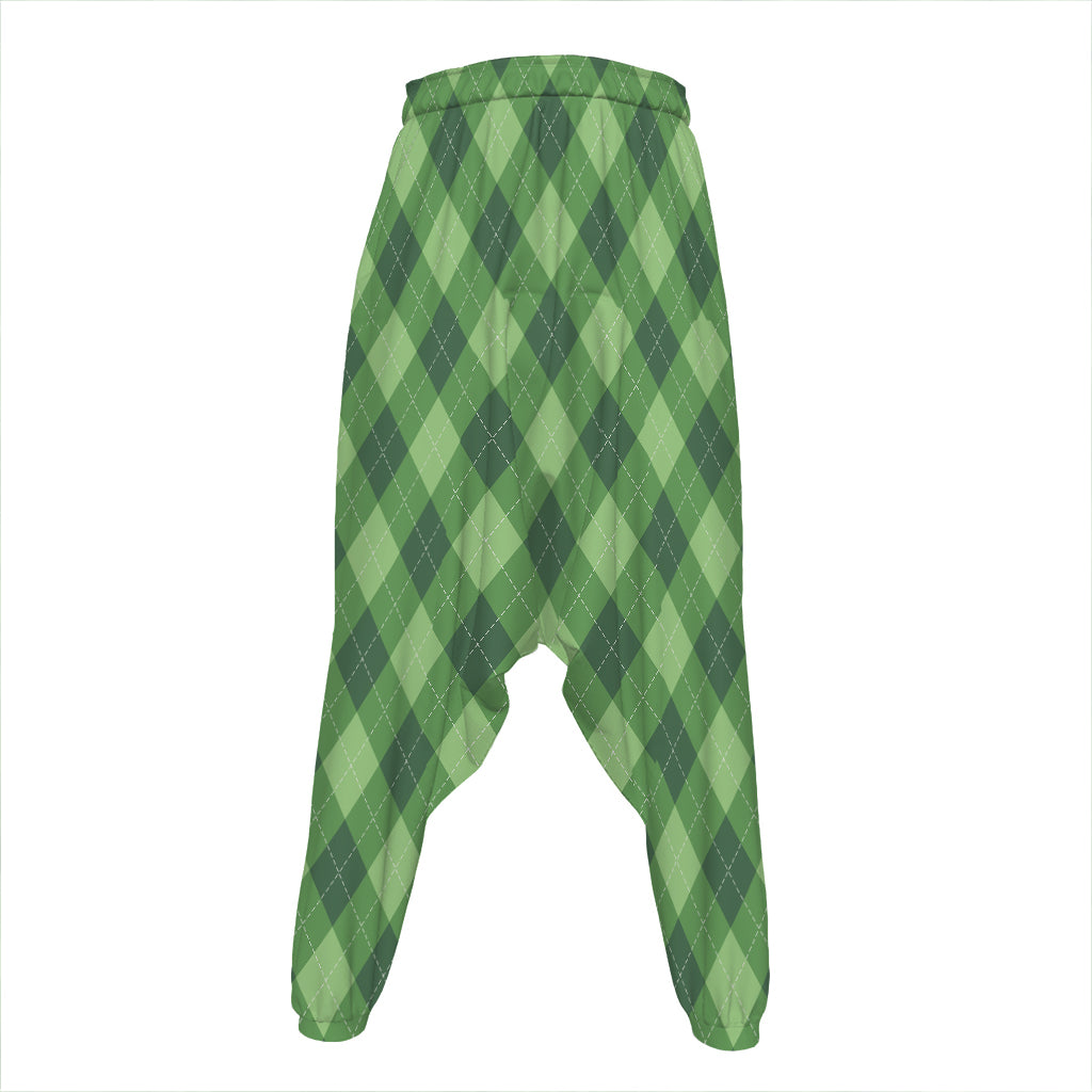 Forest Green Argyle Pattern Print Hammer Pants