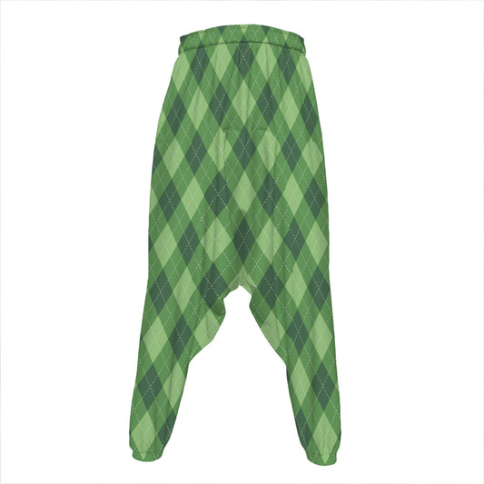 Forest Green Argyle Pattern Print Hammer Pants