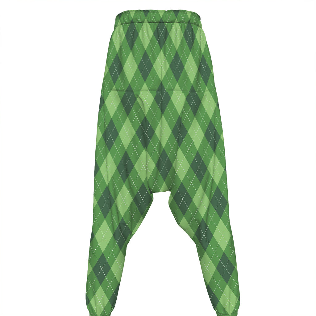 Forest Green Argyle Pattern Print Hammer Pants