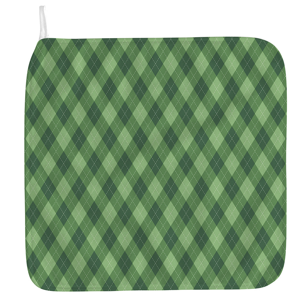 Forest Green Argyle Pattern Print Hand Towel