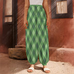 Forest Green Argyle Pattern Print Harem Pants