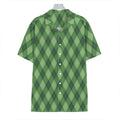 Forest Green Argyle Pattern Print Hawaiian Shirt