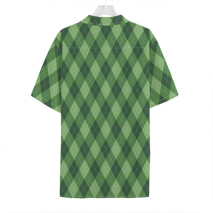 Forest Green Argyle Pattern Print Hawaiian Shirt