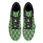 Forest Green Argyle Pattern Print High Top Leather Sneakers