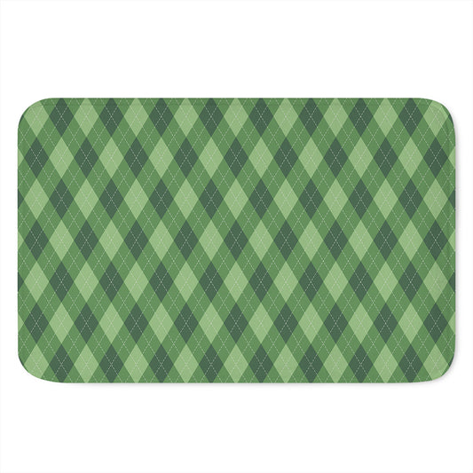 Forest Green Argyle Pattern Print Indoor Door Mat