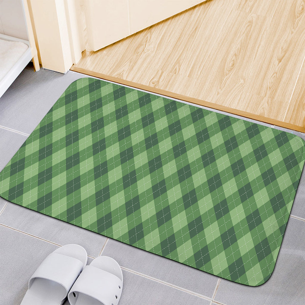 Forest Green Argyle Pattern Print Indoor Door Mat