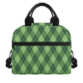 Forest Green Argyle Pattern Print Insulated Lunch Bag