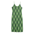 Forest Green Argyle Pattern Print Jersey Midi Cami Dress