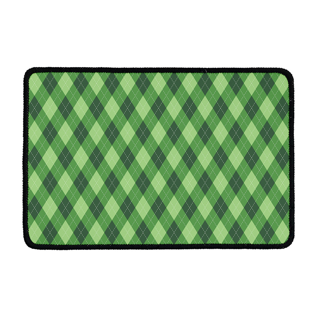Forest Green Argyle Pattern Print Kitchen Mat
