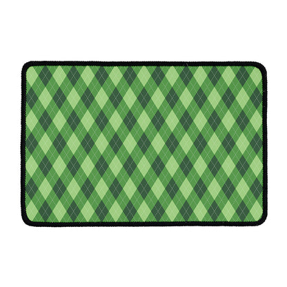 Forest Green Argyle Pattern Print Kitchen Mat