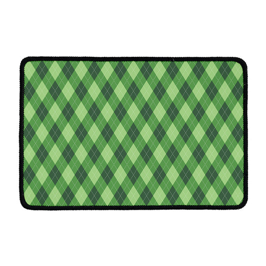 Forest Green Argyle Pattern Print Kitchen Mat