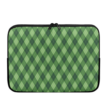 Forest Green Argyle Pattern Print Laptop Sleeve