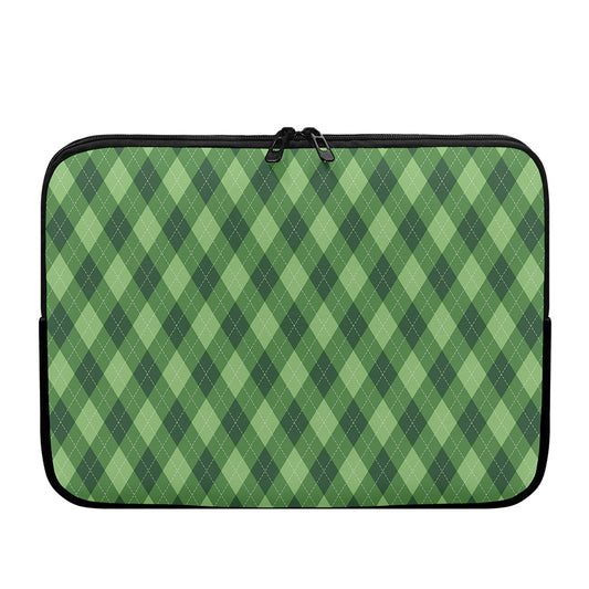 Forest Green Argyle Pattern Print Laptop Sleeve