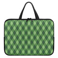 Forest Green Argyle Pattern Print Laptop Sleeve With Handle
