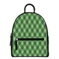 Forest Green Argyle Pattern Print Leather Backpack