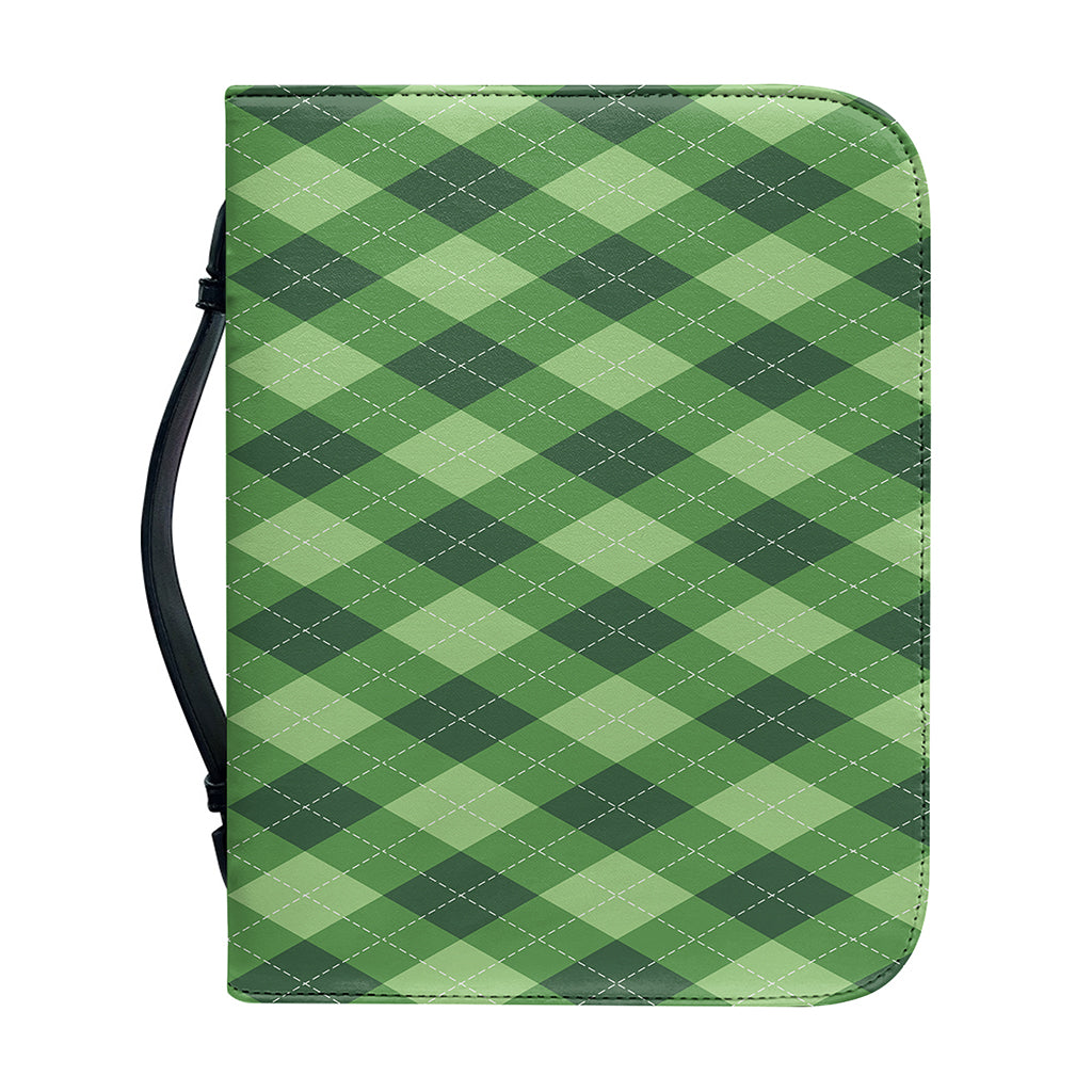 Forest Green Argyle Pattern Print Leather Bible Cover