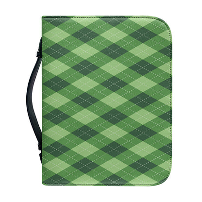 Forest Green Argyle Pattern Print Leather Bible Cover