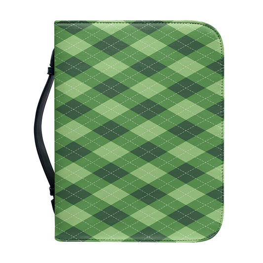 Forest Green Argyle Pattern Print Leather Bible Cover