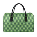 Forest Green Argyle Pattern Print Leather Duffel Bag