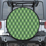 Forest Green Argyle Pattern Print Leather Spare Tire Cover