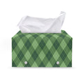 Forest Green Argyle Pattern Print Leather Tissue Box Cover