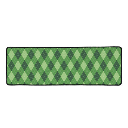Forest Green Argyle Pattern Print Long Kitchen Mat