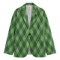 Forest Green Argyle Pattern Print Men's Blazer
