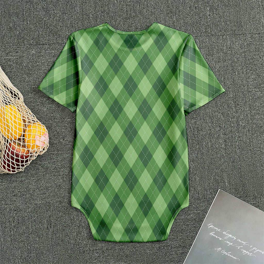 Forest Green Argyle Pattern Print Men's Bodysuit