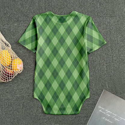 Forest Green Argyle Pattern Print Men's Bodysuit