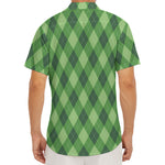 Forest Green Argyle Pattern Print Men's Deep V-Neck Shirt
