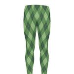 Forest Green Argyle Pattern Print Men's leggings