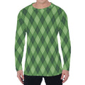 Forest Green Argyle Pattern Print Men's Long Sleeve T-Shirt