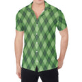 Forest Green Argyle Pattern Print Men's Shirt