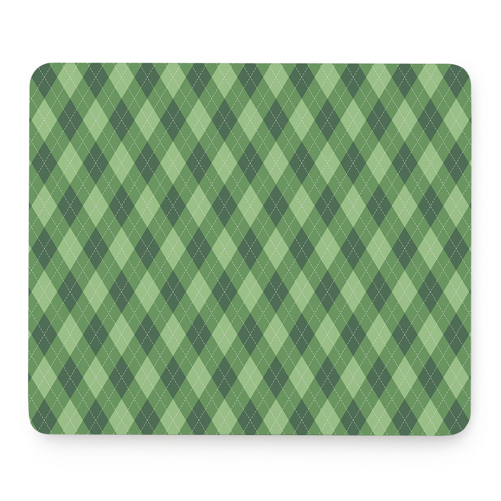 Forest Green Argyle Pattern Print Mouse Pad