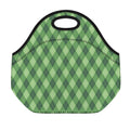 Forest Green Argyle Pattern Print Neoprene Lunch Bag