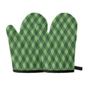 Forest Green Argyle Pattern Print Oven Mitts