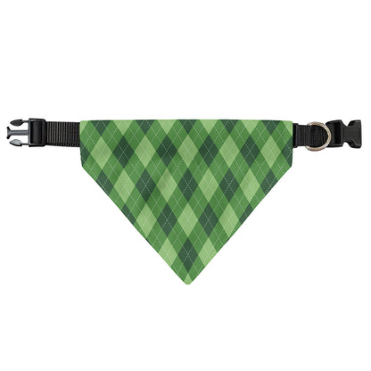 Forest Green Argyle Pattern Print Over The Collar Dog Bandana