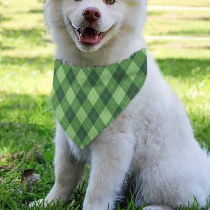 Forest Green Argyle Pattern Print Over The Collar Dog Bandana