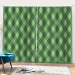 Forest Green Argyle Pattern Print Pencil Pleat Curtains